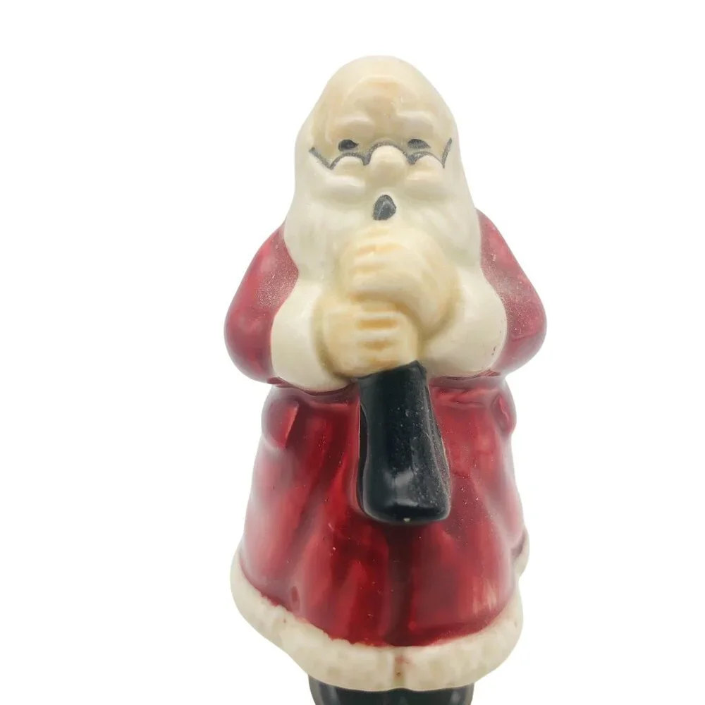 Vtg Otagiri OMC Santa with Horn Christmas Hand Bell Handpainted Porcelain